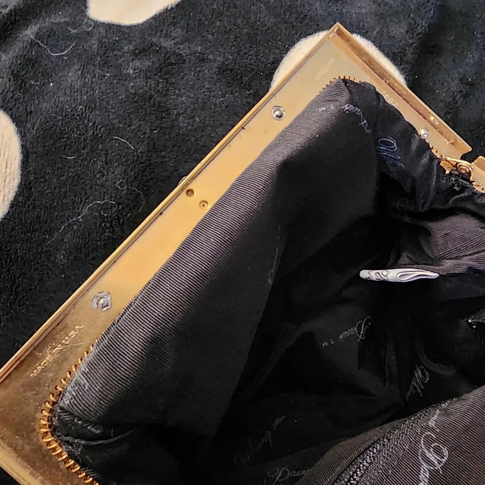 Whiting & Davis vintage black metal mesh evening frame crossbody bag clutch
